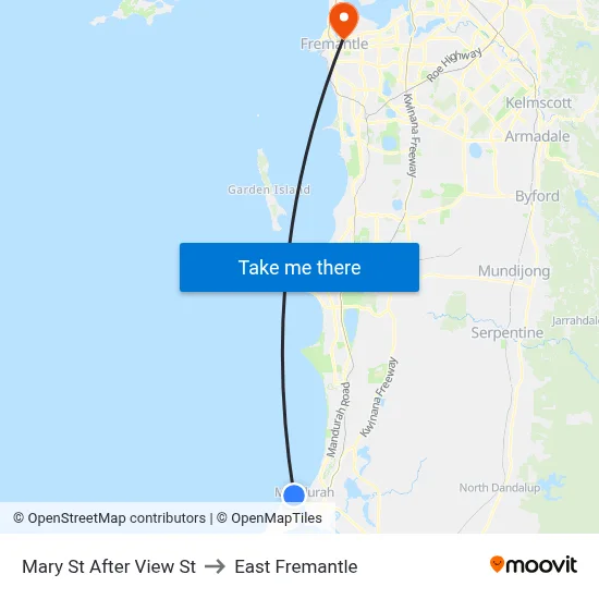 Mary St After View St to East Fremantle map
