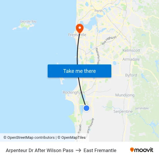 Arpenteur Dr After Wilson Pass to East Fremantle map