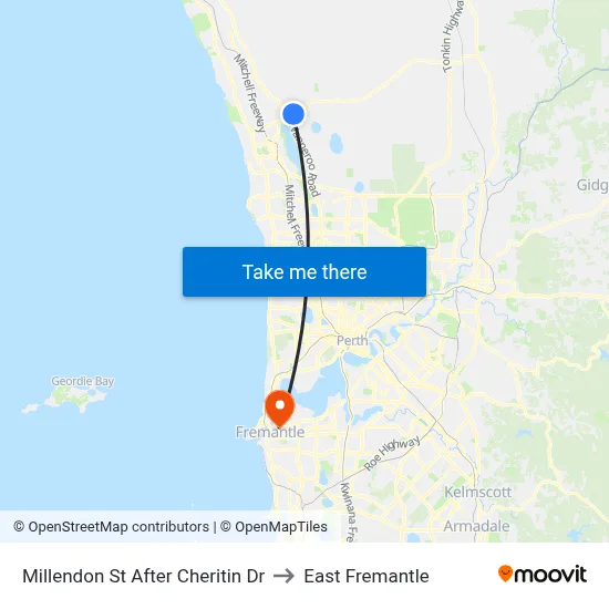 Millendon St After Cheritin Dr to East Fremantle map