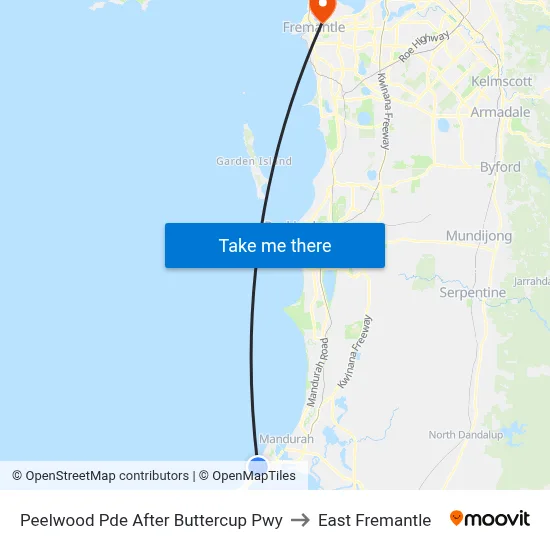 Peelwood Pde After Buttercup Pwy to East Fremantle map