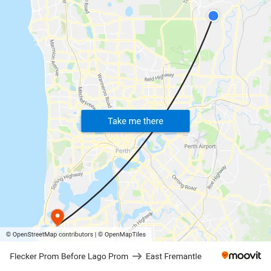 Flecker Prom Before Lago Prom to East Fremantle map