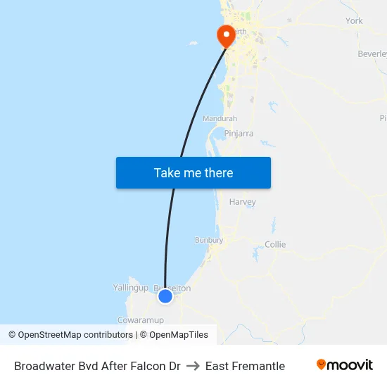 Broadwater Bvd After Falcon Dr to East Fremantle map