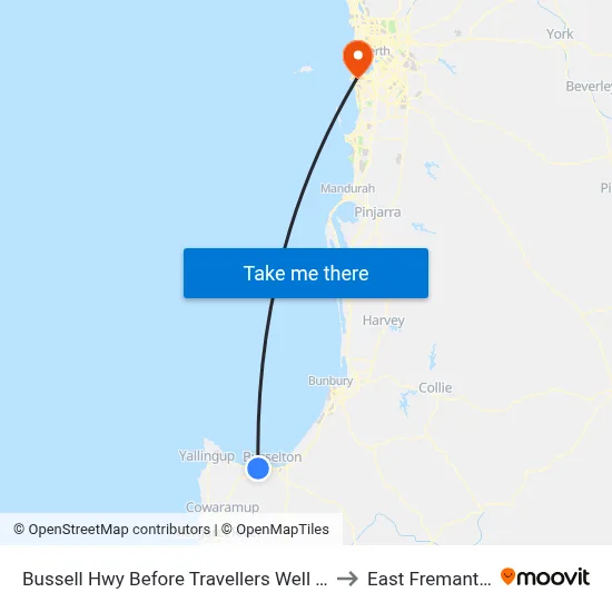 Bussell Hwy Before Travellers Well St to East Fremantle map