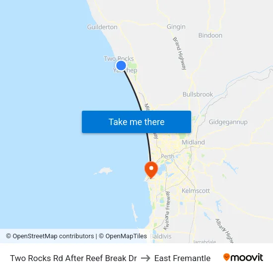 Two Rocks Rd After Reef Break Dr to East Fremantle map
