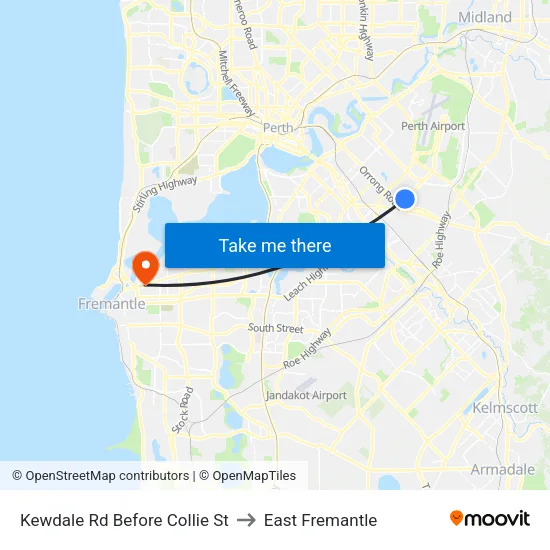 Kewdale Rd Before Collie St to East Fremantle map