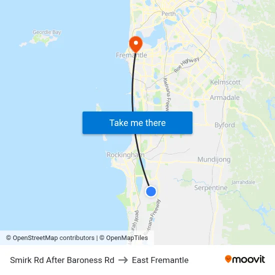 Smirk Rd After Baroness Rd to East Fremantle map