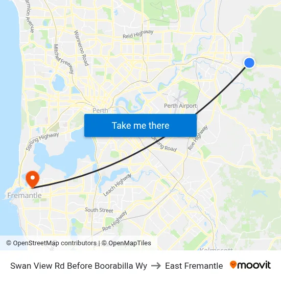 Swan View Rd Before Boorabilla Wy to East Fremantle map