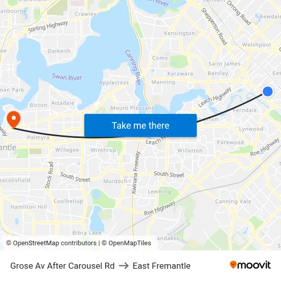 Grose Av After Carousel Rd to East Fremantle map