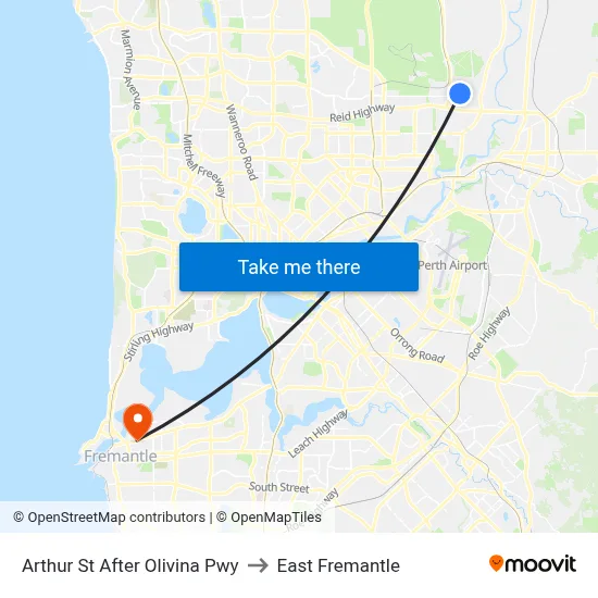 Arthur St After Olivina Pwy to East Fremantle map