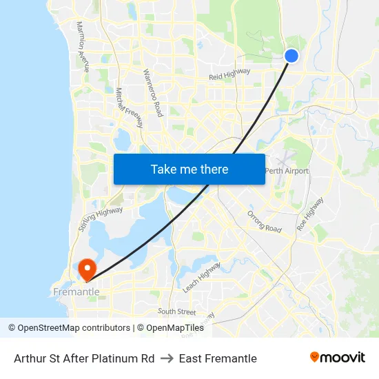 Arthur St After Platinum Rd to East Fremantle map