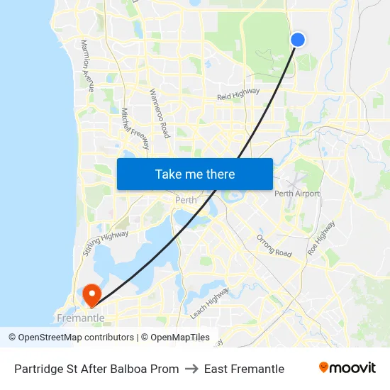 Partridge St After Balboa Prom to East Fremantle map