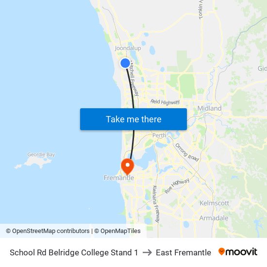 School Rd Belridge College Stand 1 to East Fremantle map