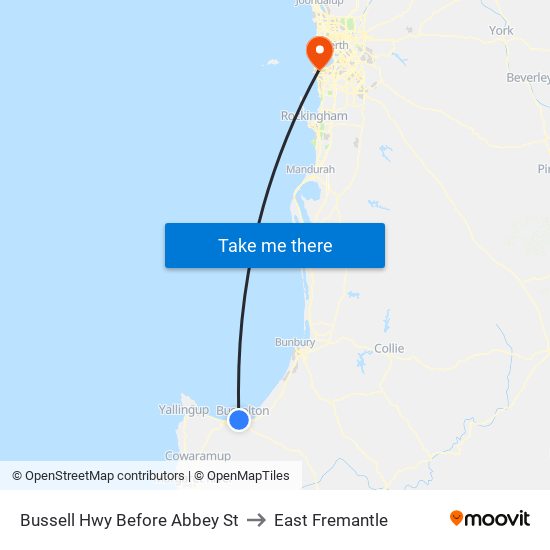 Bussell Hwy Before Abbey St to East Fremantle map