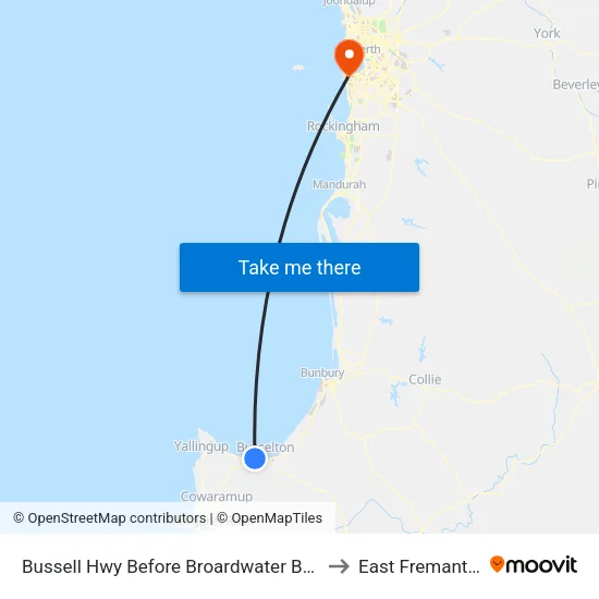 Bussell Hwy Before Broardwater Bvd to East Fremantle map