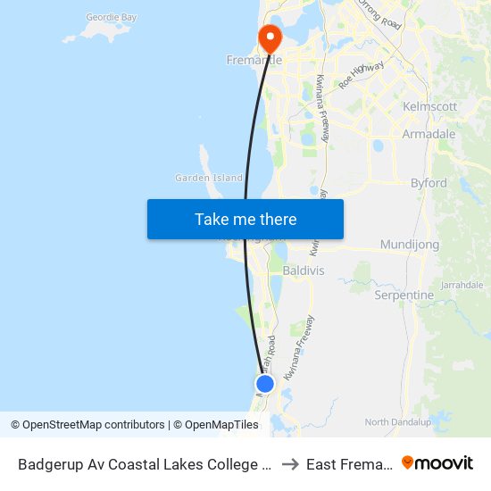 Badgerup Av Coastal Lakes College Stand 3 to East Fremantle map