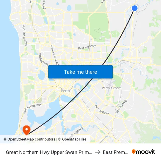 Great Northern Hwy Upper Swan Primary Stand 1 to East Fremantle map