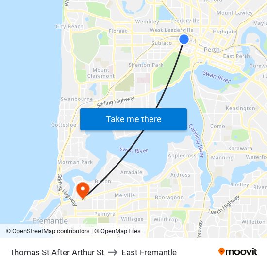 Thomas St After Arthur St to East Fremantle map