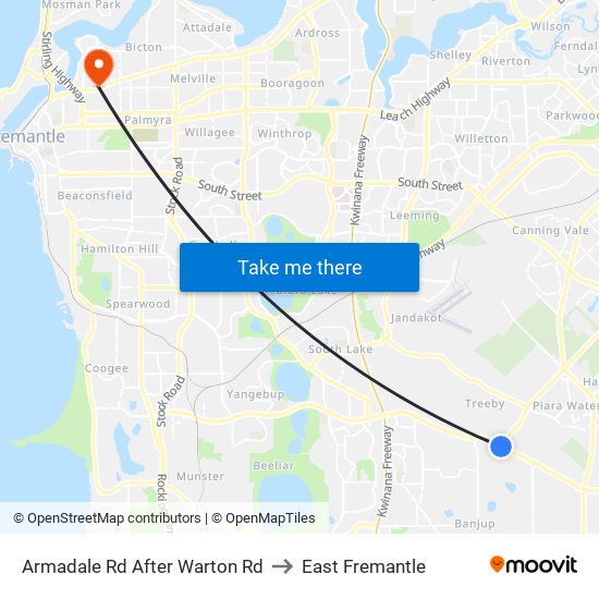 Armadale Rd After Warton Rd to East Fremantle map