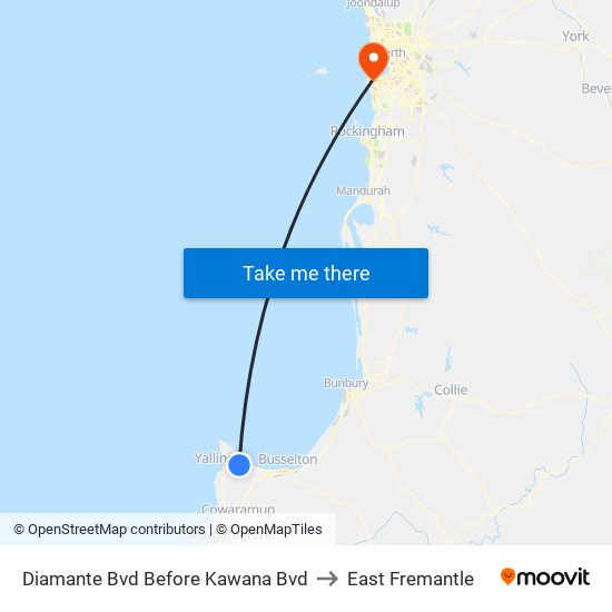 Diamante Bvd Before Kawana Bvd to East Fremantle map