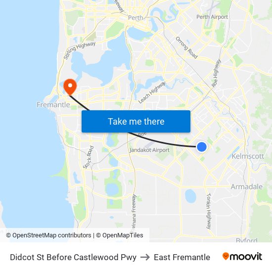 Didcot St Before Castlewood Pwy to East Fremantle map