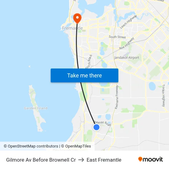 Gilmore Av Before Brownell Cr to East Fremantle map