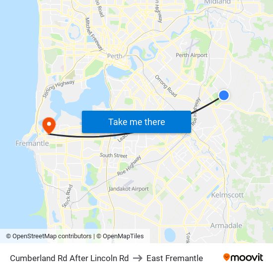 Cumberland Rd After Lincoln Rd to East Fremantle map