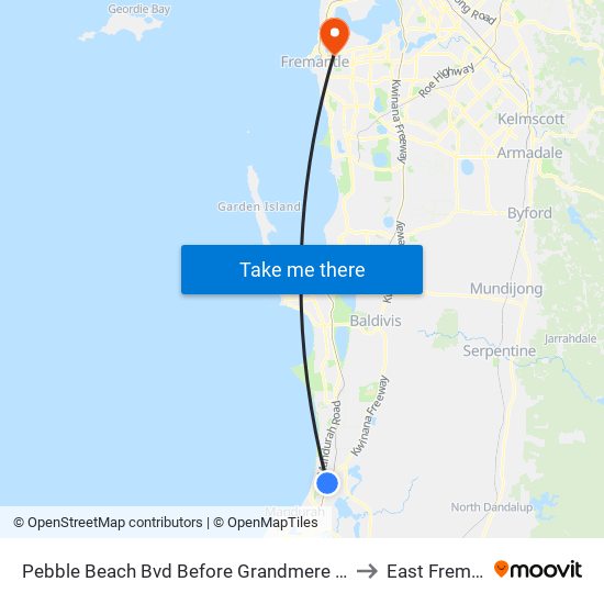 Pebble Beach Bvd Before Grandmere Parade East to East Fremantle map