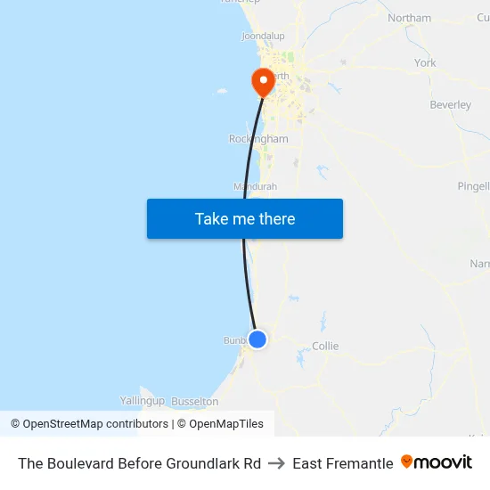 The Boulevard   Before Groundlark Rd to East Fremantle map