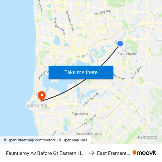 Fauntleroy Av Before Gt Eastern Hwy to East Fremantle map