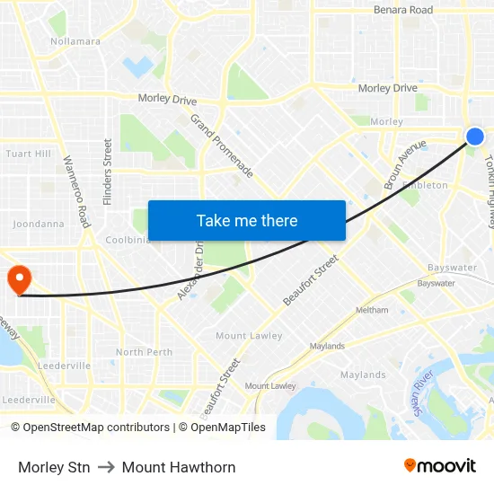 Morley Stn to Mount Hawthorn map