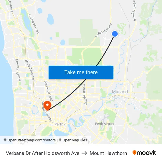 Verbana Dr After Holdsworth Ave to Mount Hawthorn map