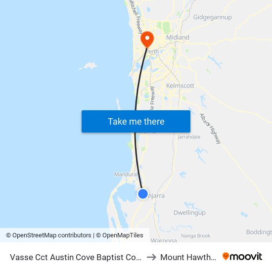 Vasse Cct Austin Cove Baptist College to Mount Hawthorn map