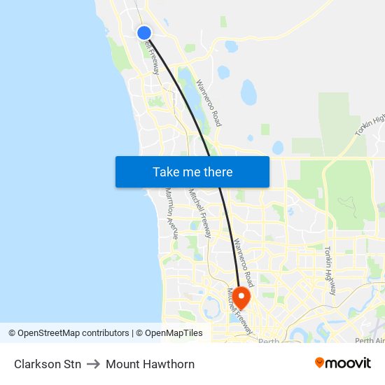 Clarkson Stn to Mount Hawthorn map