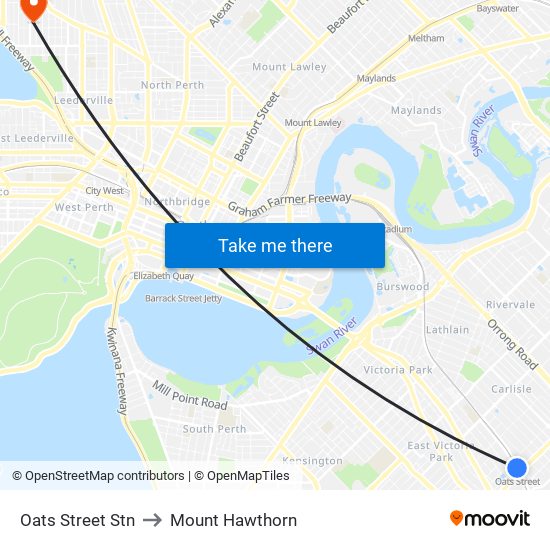 Oats Street Stn to Mount Hawthorn map