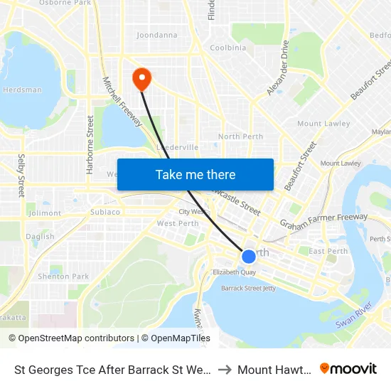 St Georges Tce After Barrack St Westbound to Mount Hawthorn map
