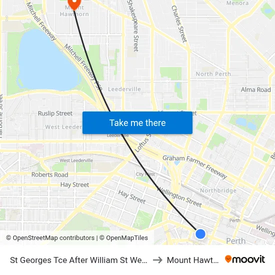St Georges Tce After William St Westbound to Mount Hawthorn map
