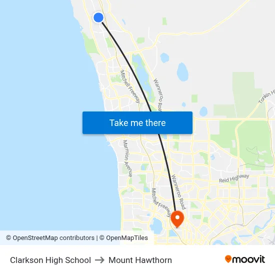 Clarkson High School to Mount Hawthorn map