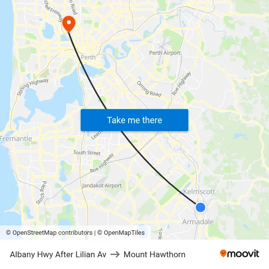 Albany Hwy After Lilian Av to Mount Hawthorn map