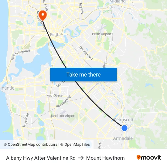 Albany Hwy After Valentine Rd to Mount Hawthorn map