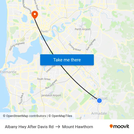 Albany Hwy After Davis Rd to Mount Hawthorn map