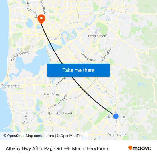Albany Hwy After Page Rd to Mount Hawthorn map