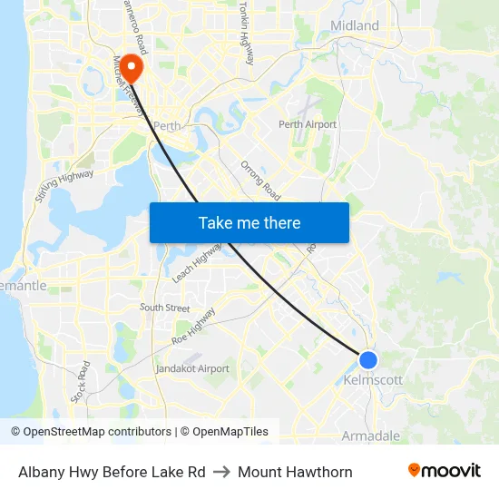 Albany Hwy Before Lake Rd to Mount Hawthorn map