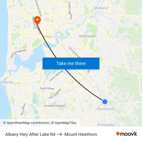 Albany Hwy After Lake Rd to Mount Hawthorn map
