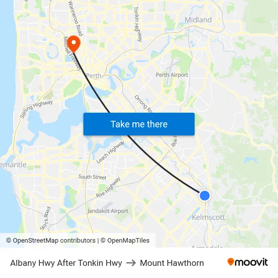 Albany Hwy After Tonkin Hwy to Mount Hawthorn map