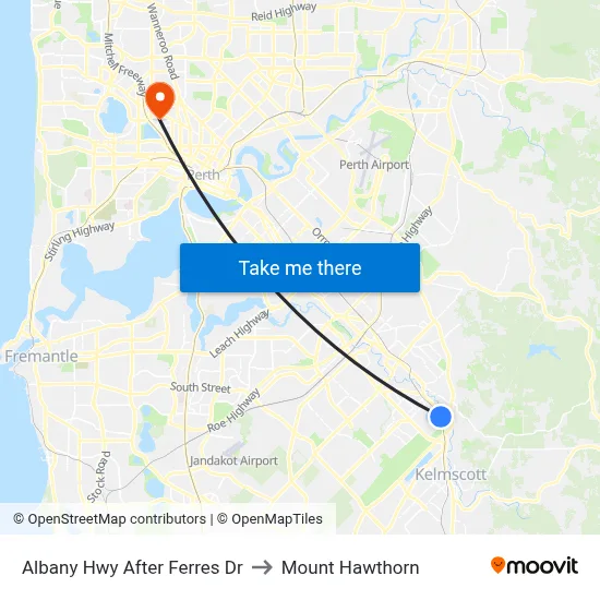 Albany Hwy After Ferres Dr to Mount Hawthorn map