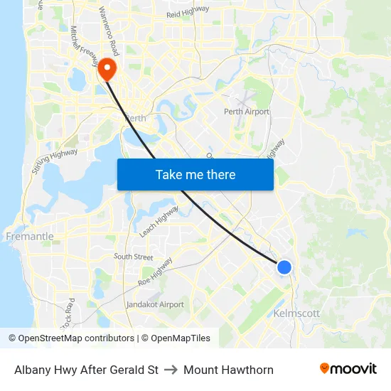 Albany Hwy After Gerald St to Mount Hawthorn map
