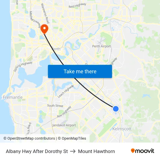 Albany Hwy After Dorothy St to Mount Hawthorn map