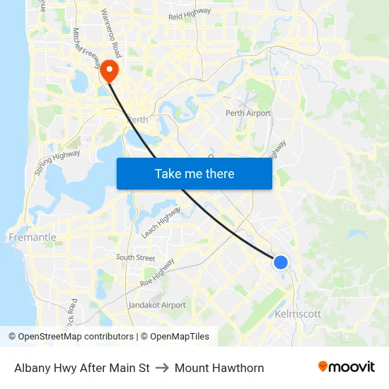 Albany Hwy After Main St to Mount Hawthorn map