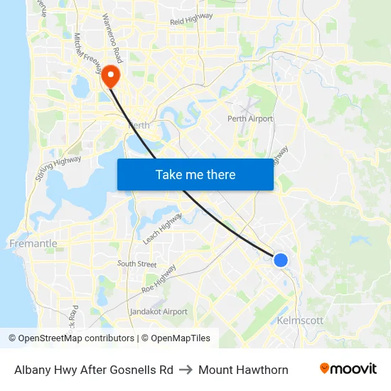 Albany Hwy After Gosnells Rd to Mount Hawthorn map
