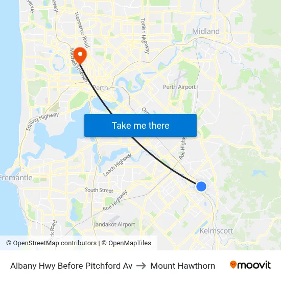 Albany Hwy Before Pitchford Av to Mount Hawthorn map